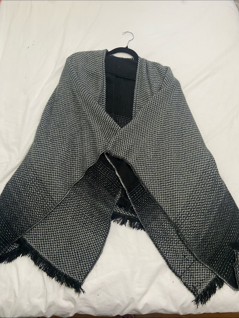 Banana Republic Black and Gray Fringe Wrap